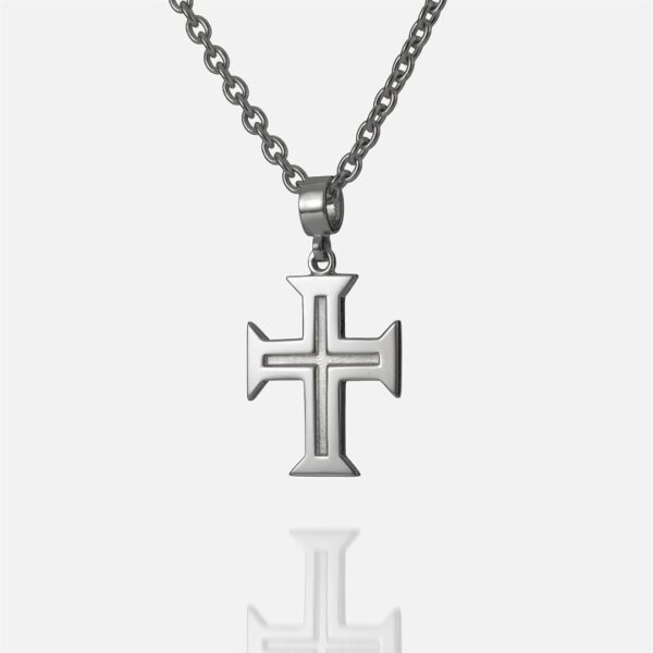 Fio e cruz de homem em ouro branco | Boa esperança