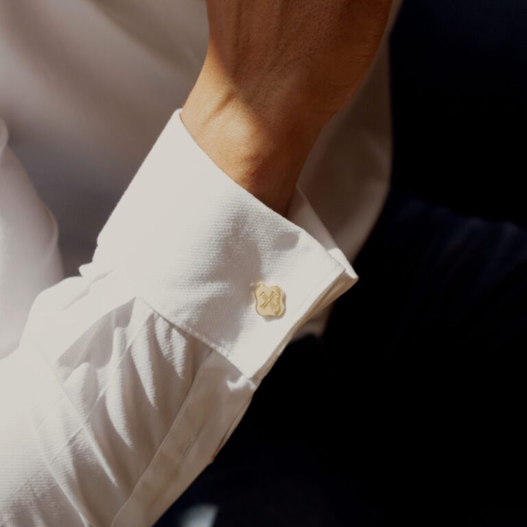 Botões de punho em ouro amarelo da coleção boa esperança da leitão & Irmão