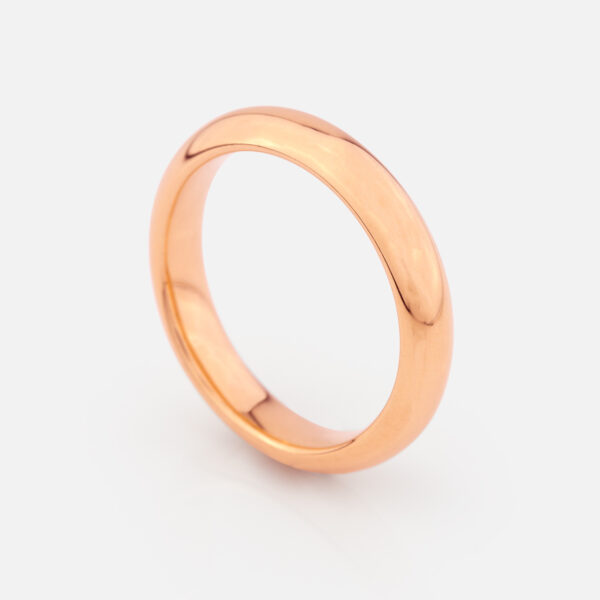 Aliança meia-cana amendoada em ouro rosa