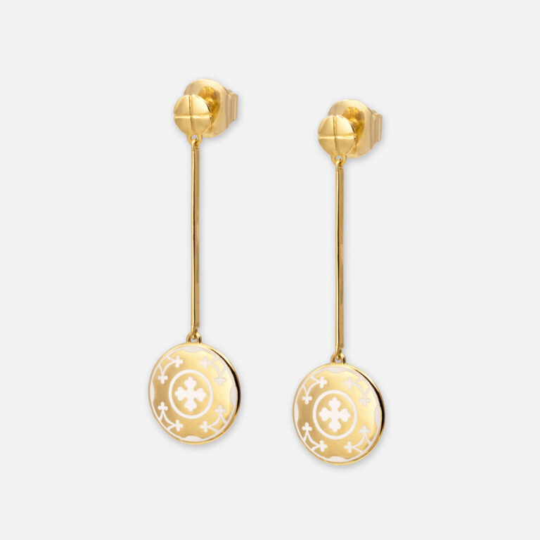 Brincos Compridos Costa do Castelo em ouro amarelo e esmalte | Light of Lisbon