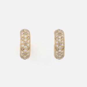 par de brincos em ouro amarelo com diamantes coleção fancy da Leitão & Irmão
