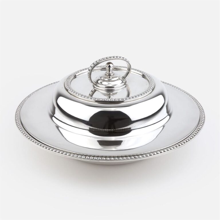 Prato Coberto com aba em prata modelo contas Leitão & Irmão