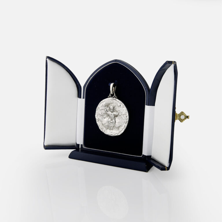 Medalha de berço em prata motivo Menino Jesus da leitão & Irmão