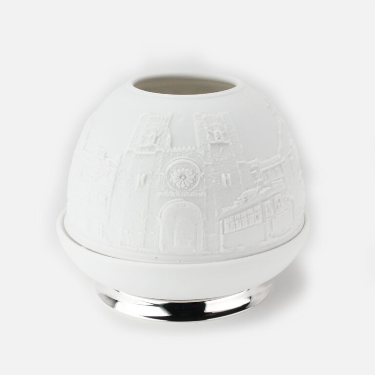 Porta velas em porcelana biscuit e prata motivo Alfama da Leitão & Irmão