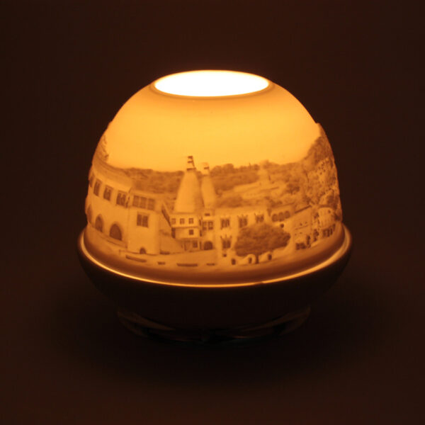 Porta velas em porcelana biscuit e prata motivo Sintra da Leitão & Irmão