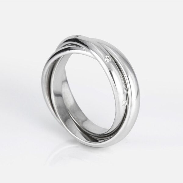 Gaia Divine Love Ring in Silver with Diamonds