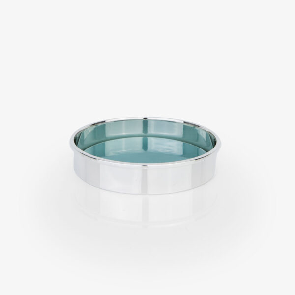 Coaster em prata com porcelana portuguesa colorida verde malibu da Leitão & Irmão