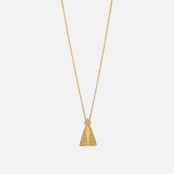 Colar Nossa Senhora de Fátima em ouro e diamantes da Leitão & Irmão