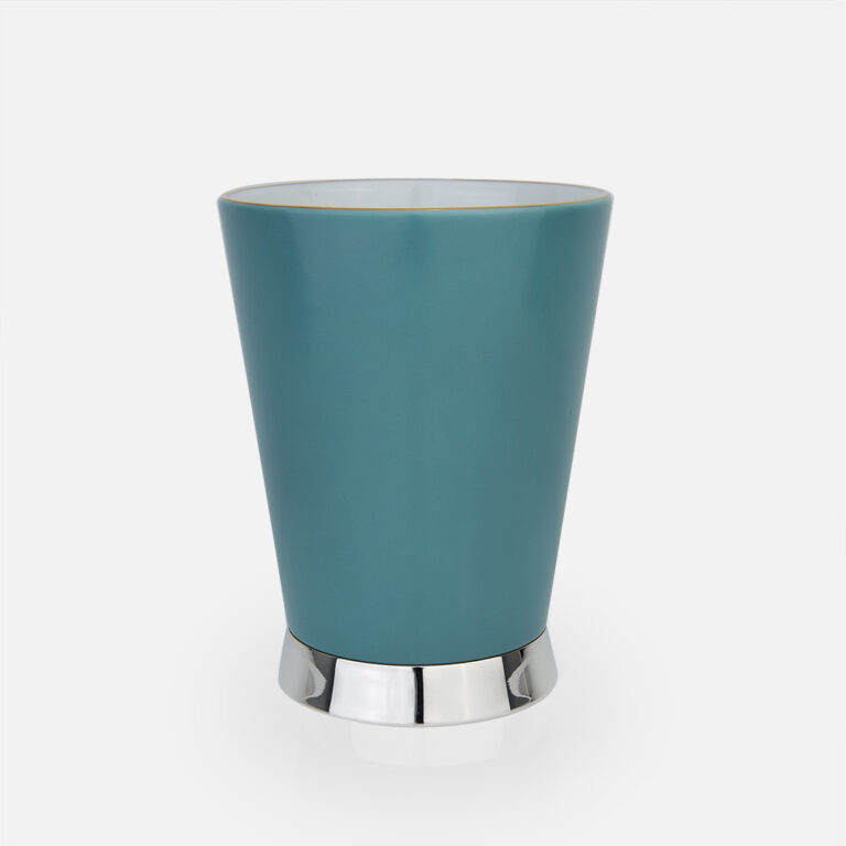 Vela aromática em prata com porcelana portuguesa colorida azul Malibu da Leitão & Irmão