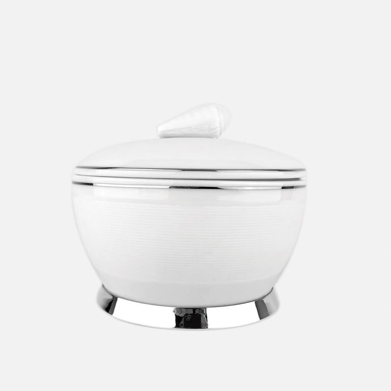 Caixa Riscada em porcelana biscuit e prata com tampa Búzio da leitão & Irmão