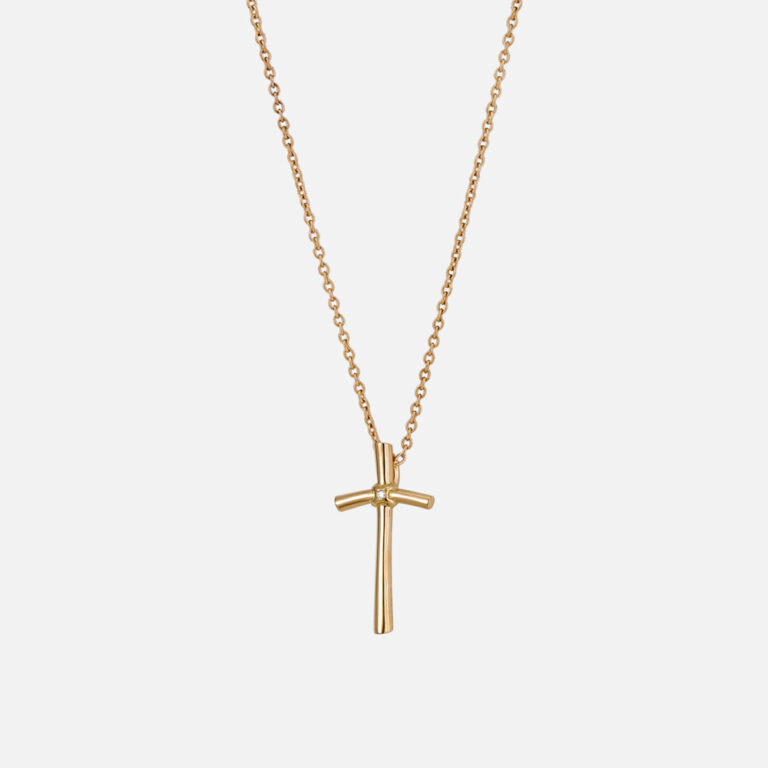 Colar cruz báculo papal em ouro e diamantes da coleção Peace, hope and love