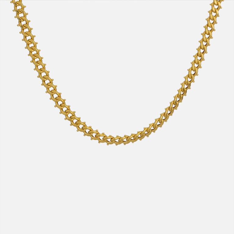 Colar de malha barbela e granitos em ouro da Leitão & Irmão