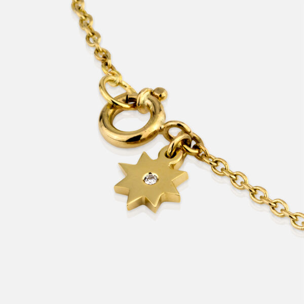 charm Medalha da luz com fio Nossa Senhora de Fátima em ouro e diamantes da Leitão & Irmão