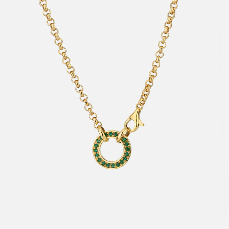 Colar reversível em ouro, de um lado com diamantes do outro com topázios verdes da coleção inverso da Leitão & Irmão