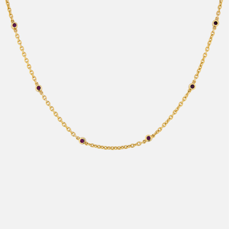 Colar em ouro com 8 virolas com rubis da Leitão & Irmão.
