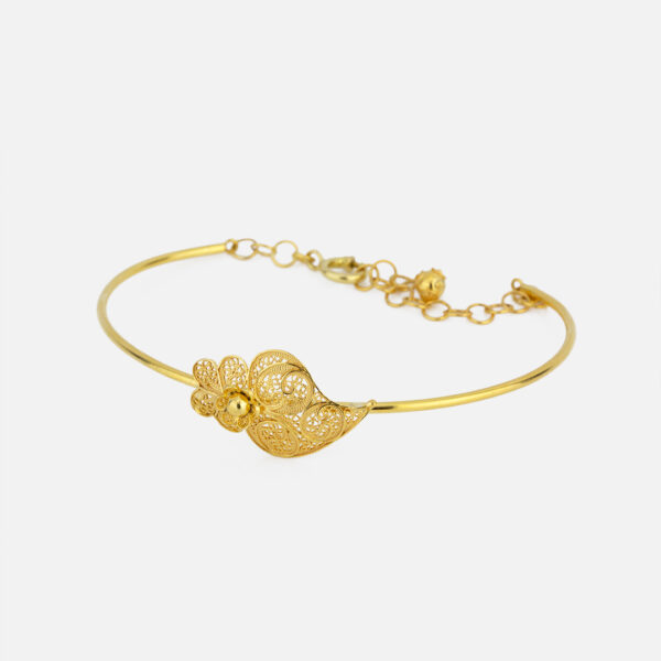 Pulseira coração em filigrana em ouro da leitão & Irmão