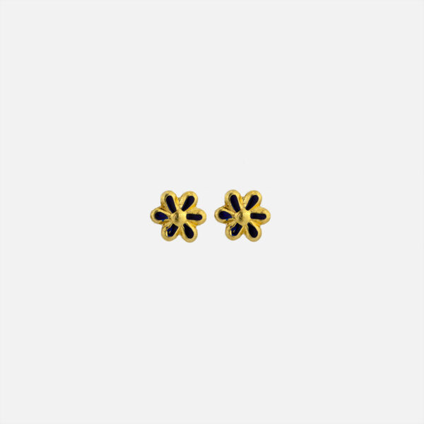 Par de brincos flor com esmalte em ouro da Leitão & Irmão