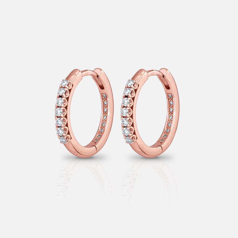 argolas forever em ouro rosa coma a aplicação de diamantes da leitão & Irmão