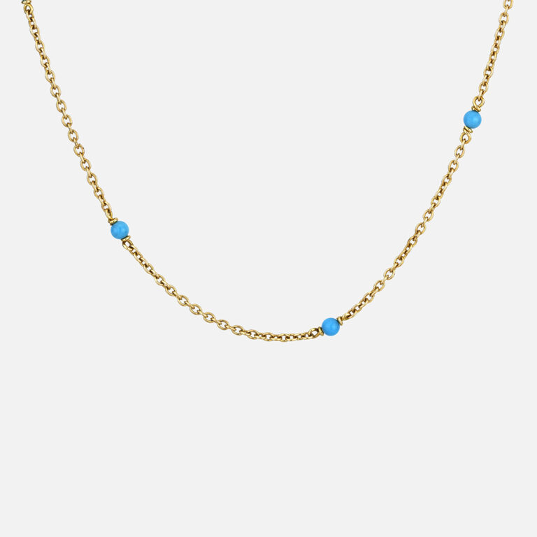 Fio em ouro amarelo com 8 turquesas da Leitão & Irmão