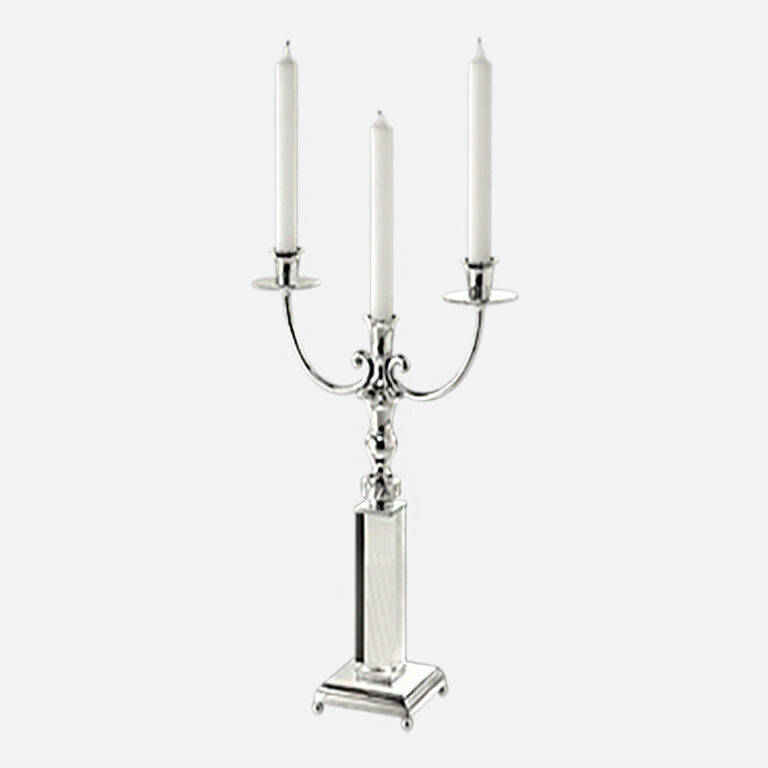 Castiçal para 3 velas em prata modelo Baixela Pedro leitão da Leitão & Irmão