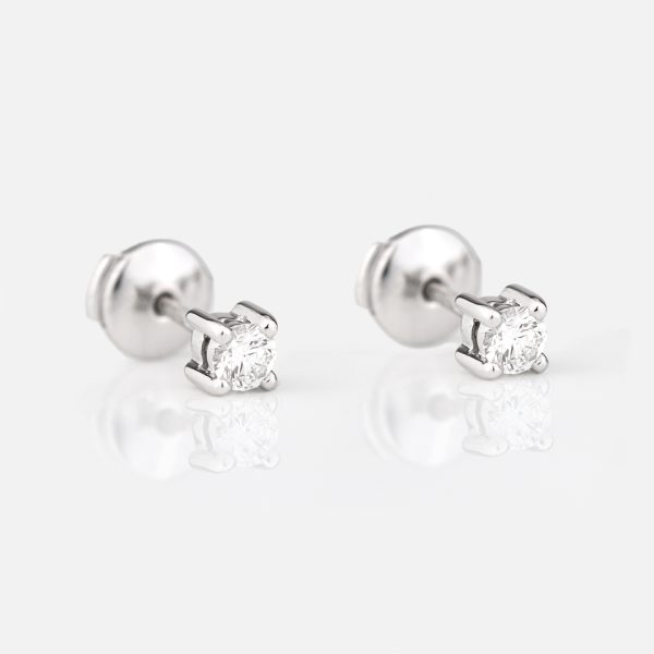 Par de brincos 4 garras em ouro branco e diamantes