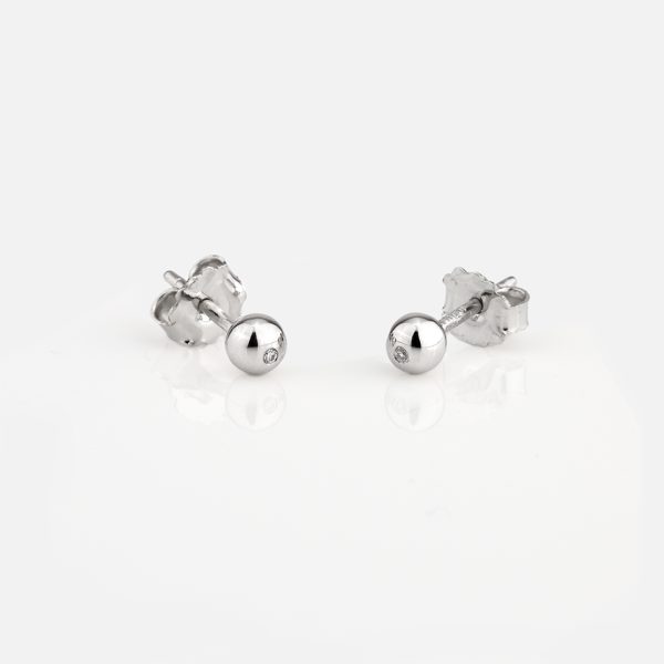 Par de Brincos bolinha ouro e diamantes - Image 2