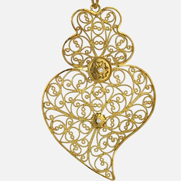 Pendente Coração de Viana em ouro e diamantes - Image 2