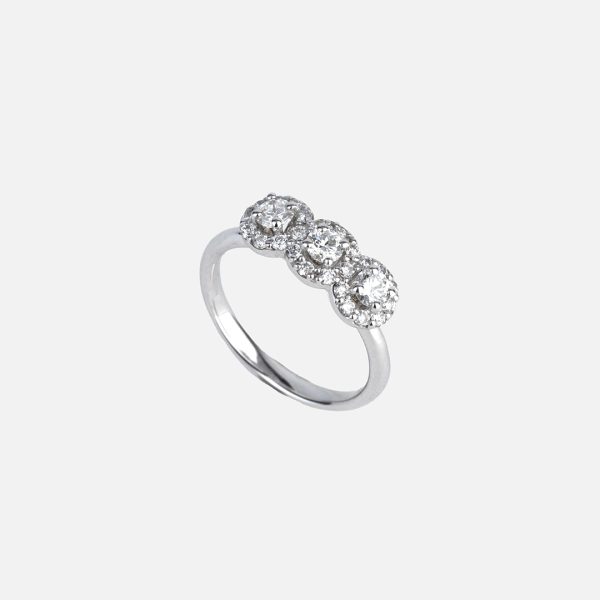 Anel Trilogy em ouro branco e diamantes