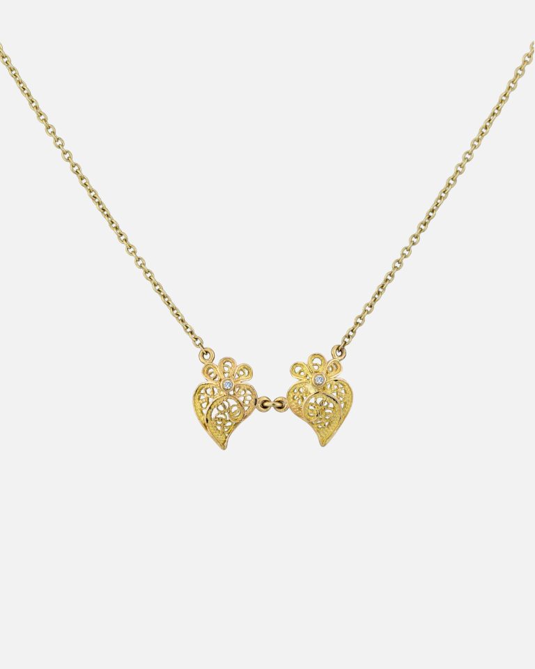 colar coração de Viana ouro diamantes da Leitão & Irmão