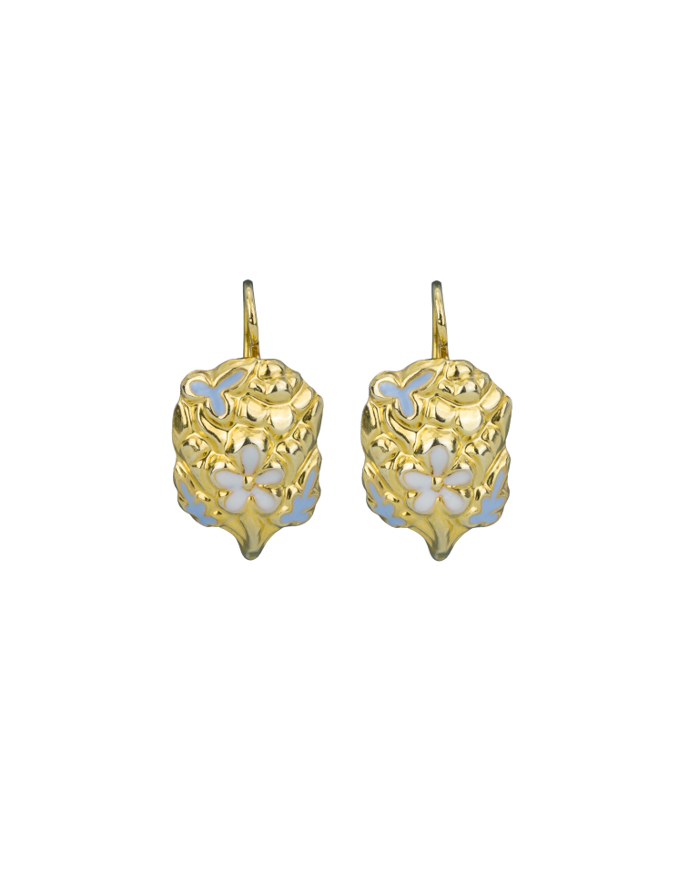 Brincos Flor Esmalte Prata Dourada