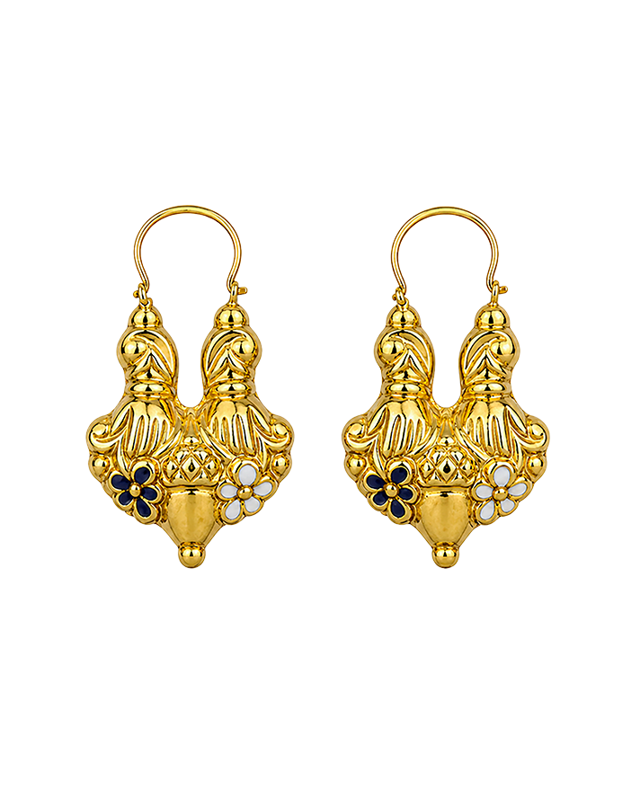Argolas Barrocas Esmalte Prata Dourada