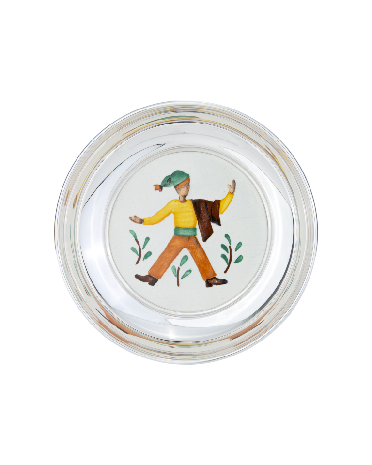 Salva em Prata 925 com Azulejo Pintado à Mão Lino 12 cm