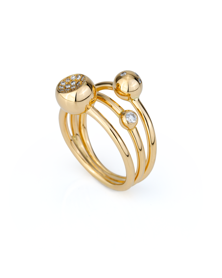 Anel de luxo Vega em ouro 19,2 quilates e diamantes naturais, inspirado na estrela Vega