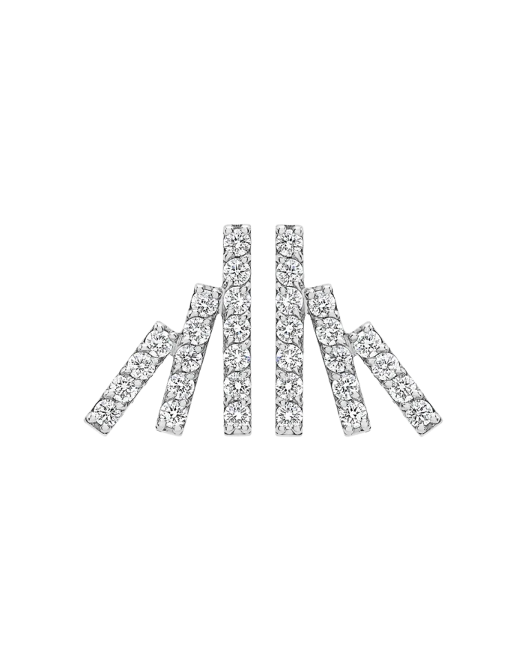 Par de brincos Triple em ouro branco com diamantes